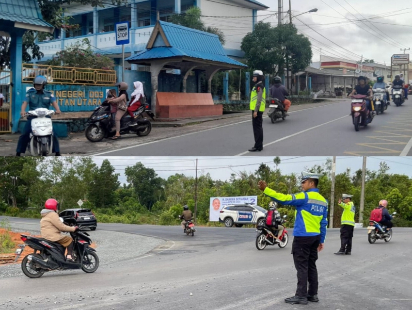 Polres Bintan Turunkan Personil Dipagi Hari Atur Lalulintas Agar Tetap Lancar