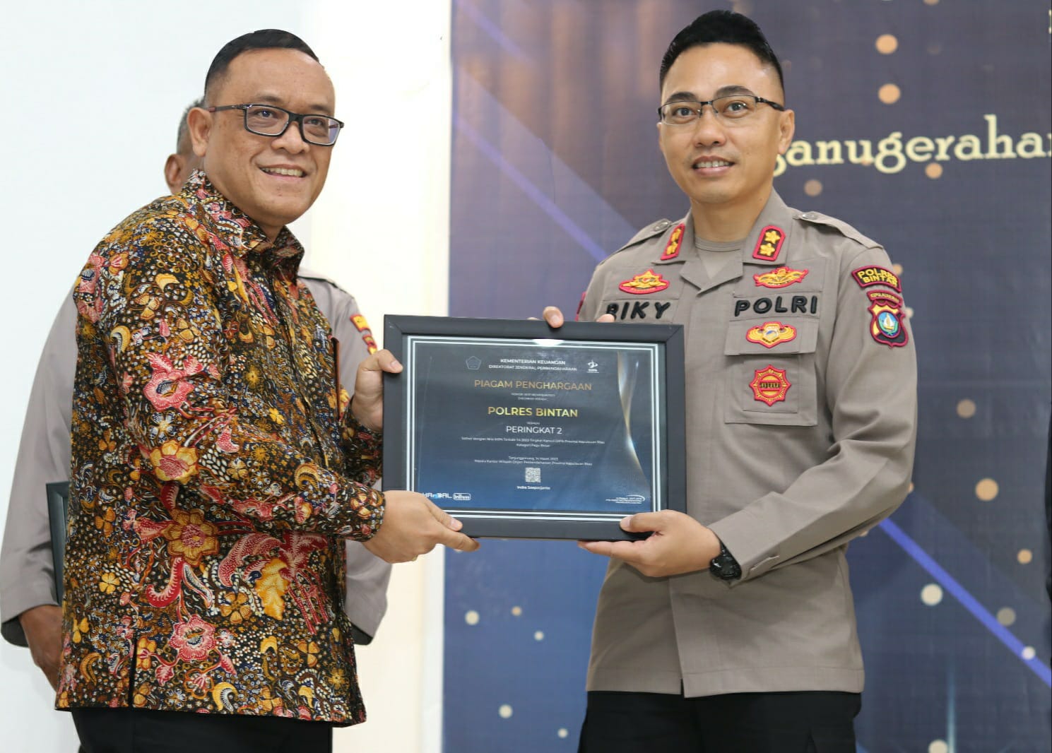 Polres Bintan Kembali Terima Penghargaan Dari Kementrian Keuangan Dalam Acara Treasury Award 2023